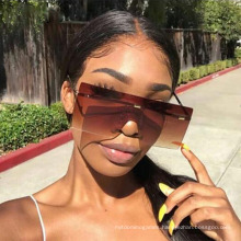 Oversized Brown Sunglasses 2020 Women Retro Vintage Sunglasses Luxury Brand Rimless Eyewear Oculos De Sol Feminino Big Shades